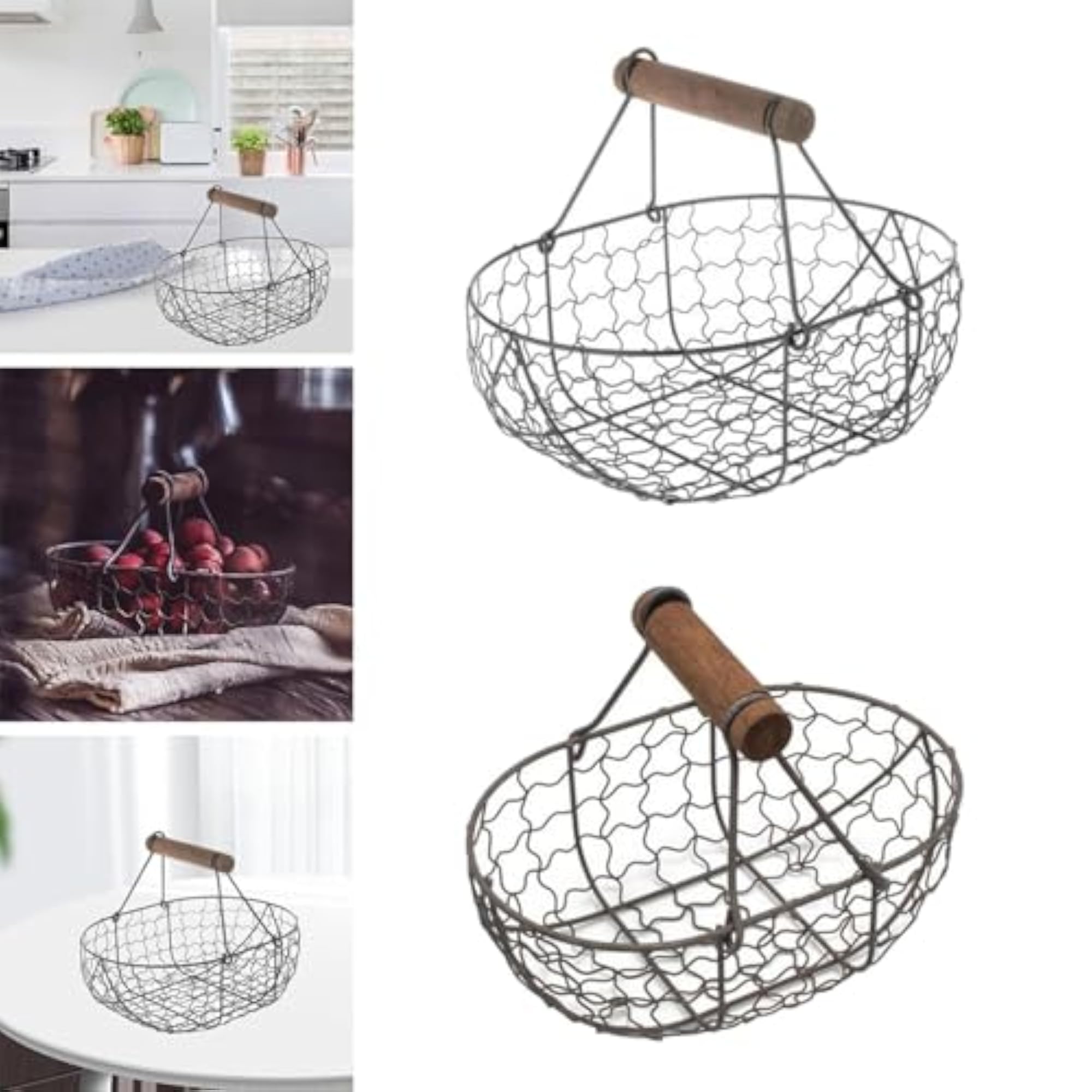 Geometric Fruit Basket Serving Tray in Rustic Metal